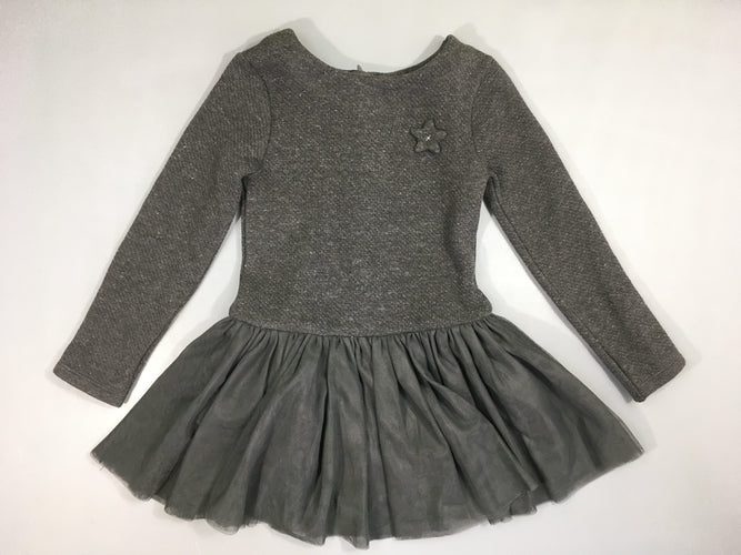 Robe m.l bi-matière molleton-tulle gris Etoile, moins cher chez Petit Kiwi