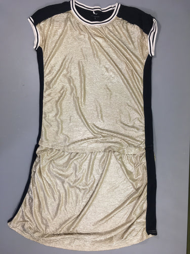 Robe m.c bi-matière dorée-bleue, moins cher chez Petit Kiwi