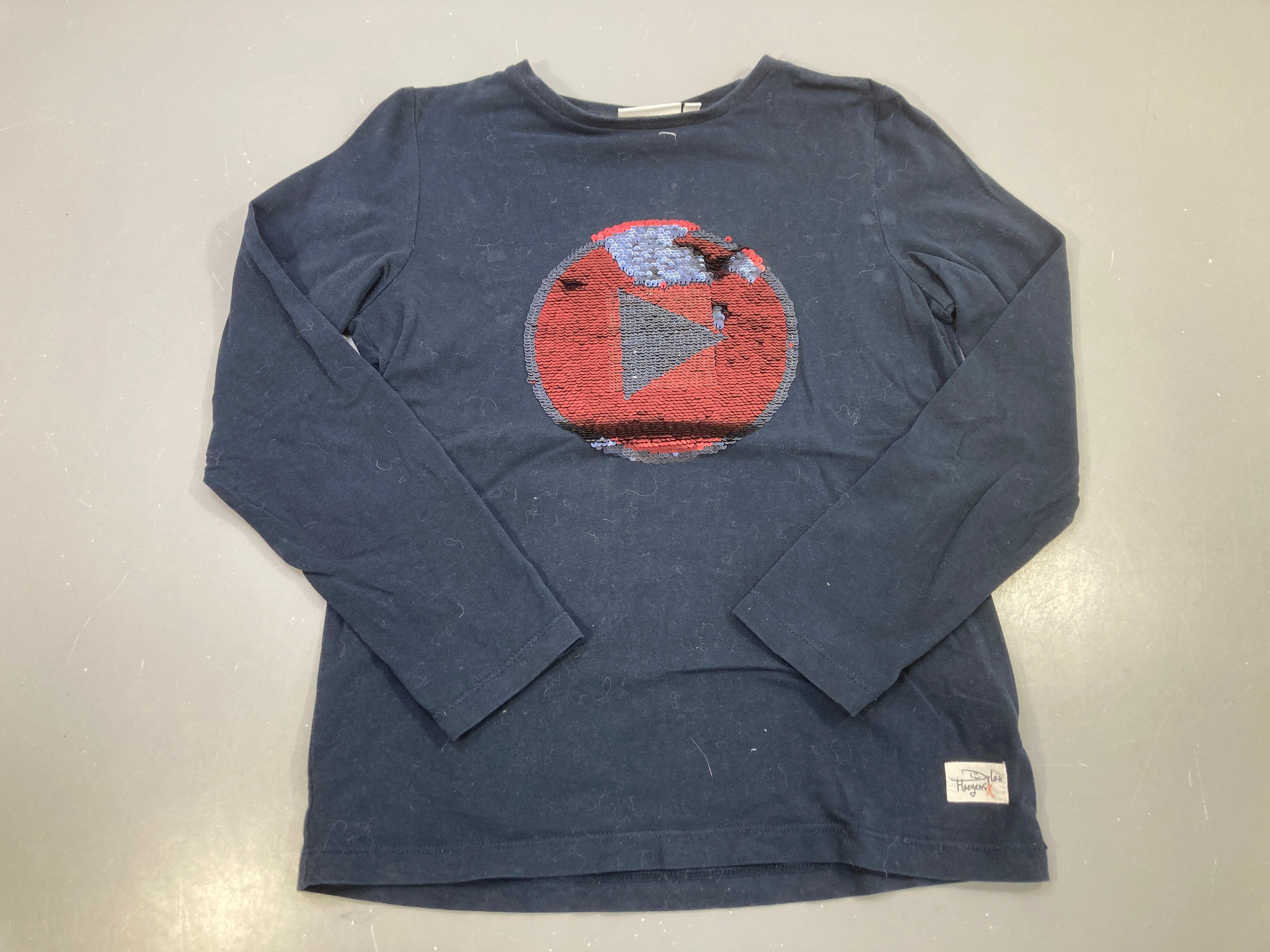 T-shirt m.l bleu marine sequins réversibles bouton play, Dylan Haegens