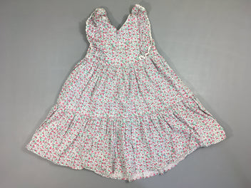 Robe m.c blanche fleuire rose