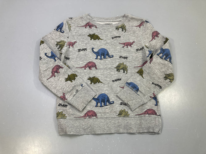 Sweat gris chiné dinosaures, moins cher chez Petit Kiwi