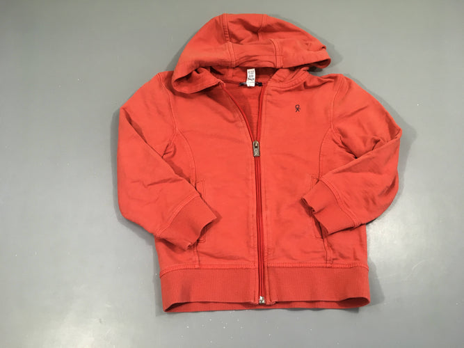 Sweat zippé à capuche orange, moins cher chez Petit Kiwi