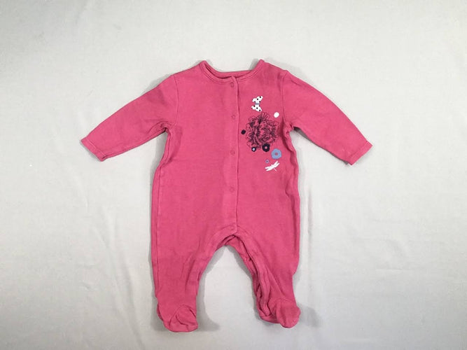 Pyjama jersey rose papillon, boloché, moins cher chez Petit Kiwi