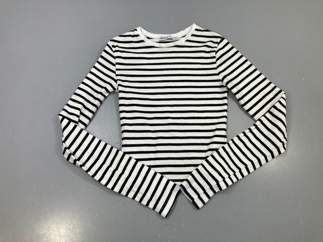 T-shirt m.l blanc rayé noir, court, moins cher chez Petit Kiwi