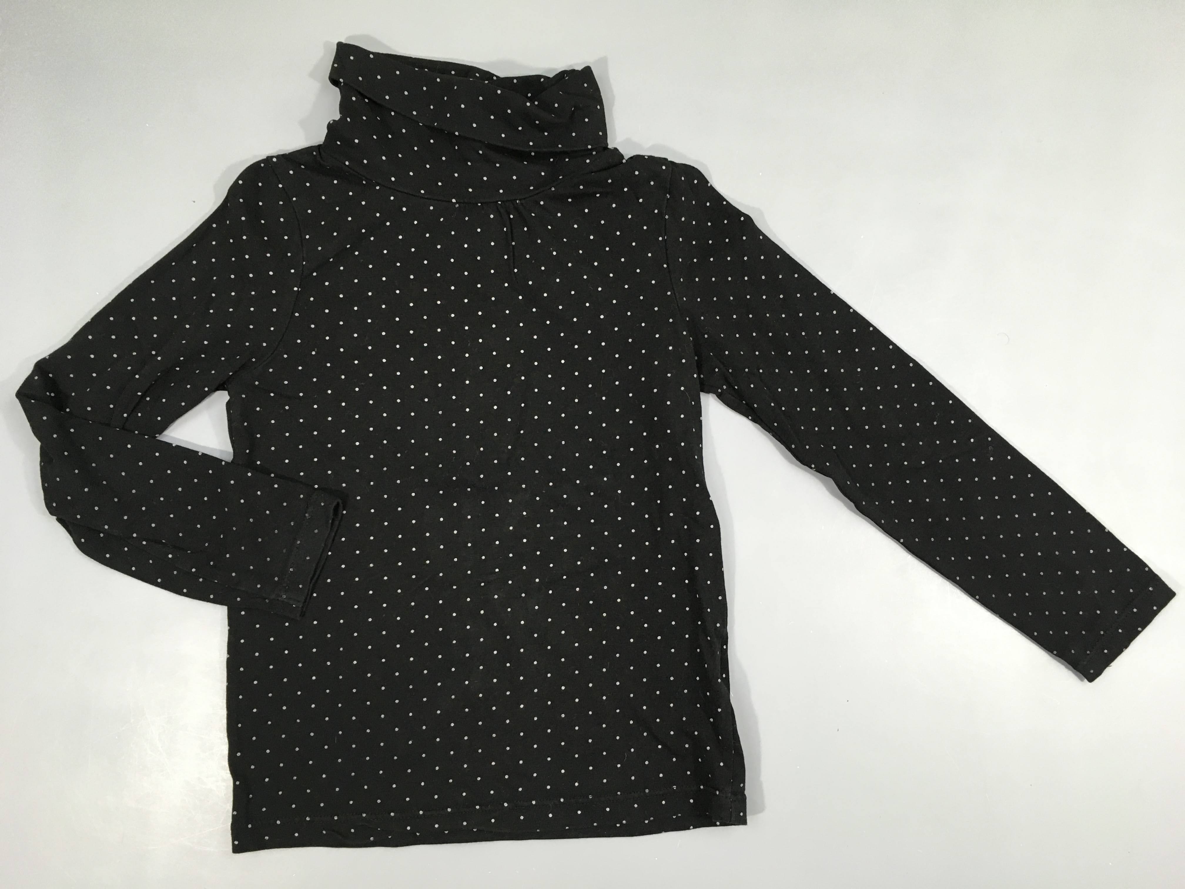 T-shirt m.l col roulé noir pois blanc