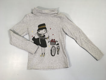 T-shirt m.l col roulé gris fille vélo