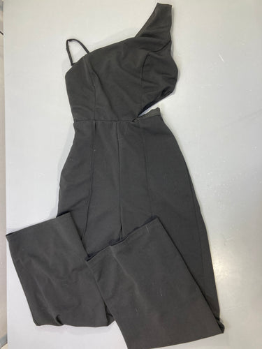Combinaison s.m noire asymétrique une épaule, découpe taille, moins cher chez Petit Kiwi