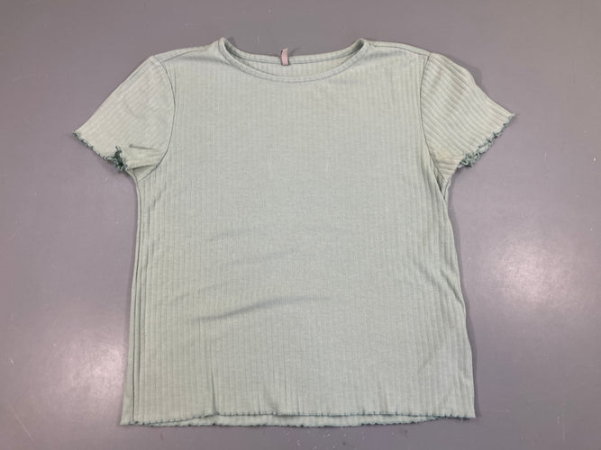 T-shirt m.c côtes bleu, légèrement bouloché, moins cher chez Petit Kiwi