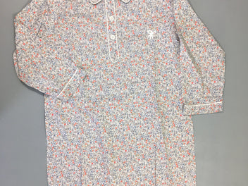 Robe de nuit m.l blanche fleurie 100% coton Petit caddie