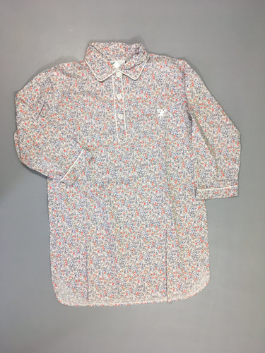 Robe de nuit m.l blanche fleurie 100% coton Petit caddie, moins cher chez Petit Kiwi