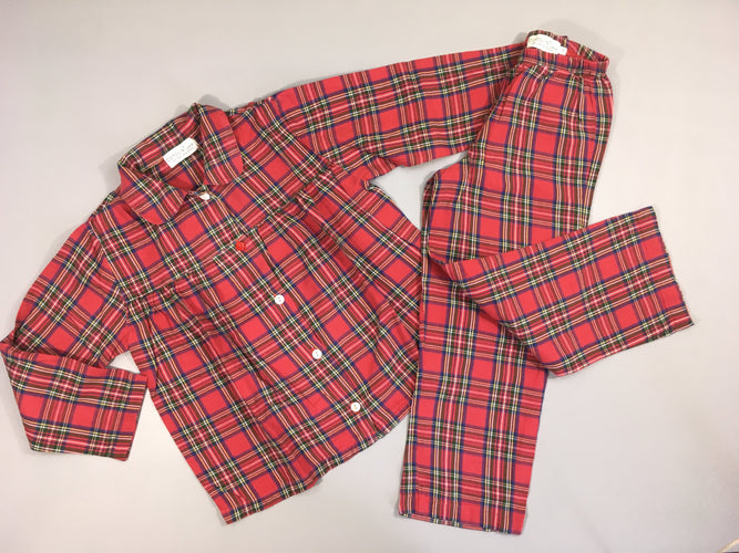 Pyjama 2 pcs flanelle à carreaux rouge-bleu Cotolini junior, moins cher chez Petit Kiwi
