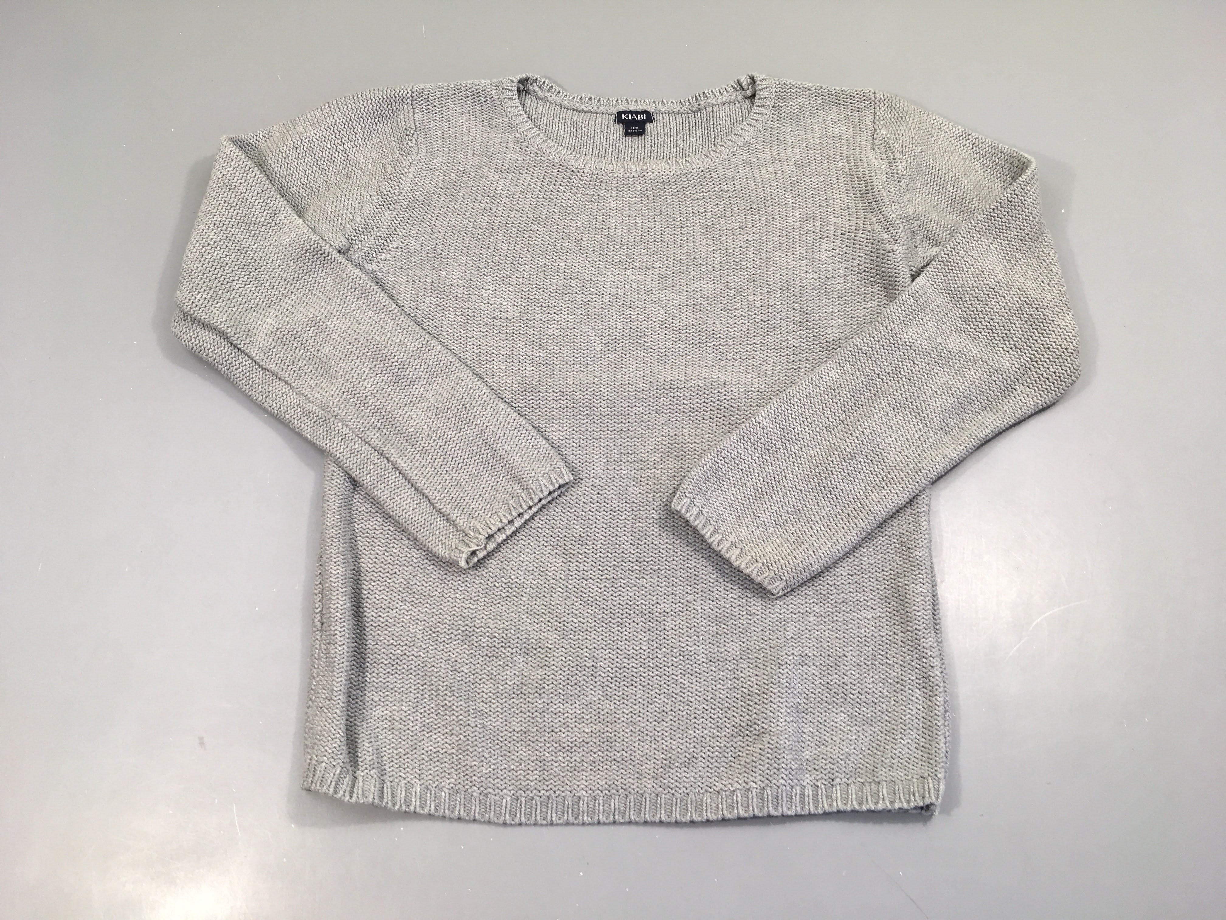 Pull gris fils métalié argenté col