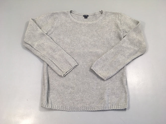 Pull gris fils métalié argenté col, moins cher chez Petit Kiwi