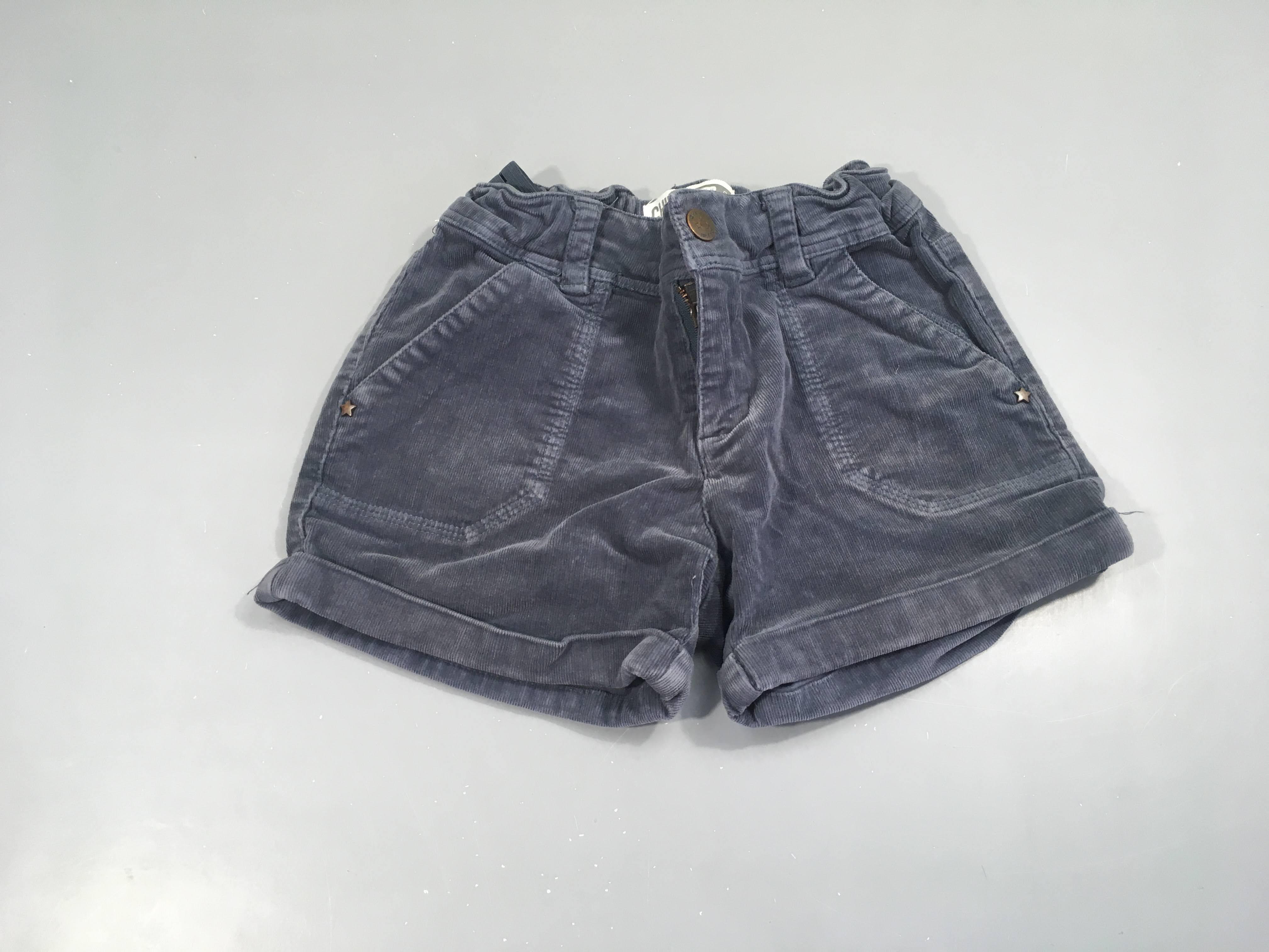 Short à revers gris velours côtelé