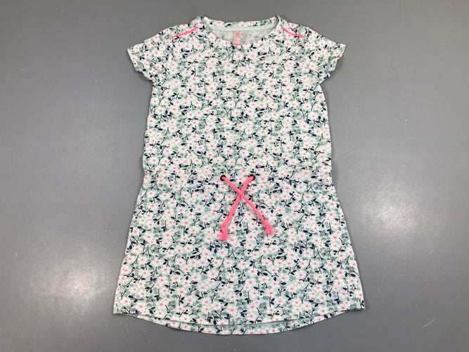 Robe m.c molleton bleu clair fleurs, moins cher chez Petit Kiwi