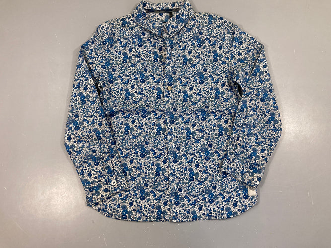 Chemisier ml à fleurs blanc/bleu, moins cher chez Petit Kiwi