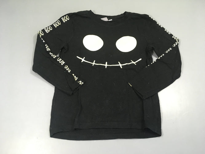 T-shirt m.l noir visage squelette, brille dans le noir?, moins cher chez Petit Kiwi