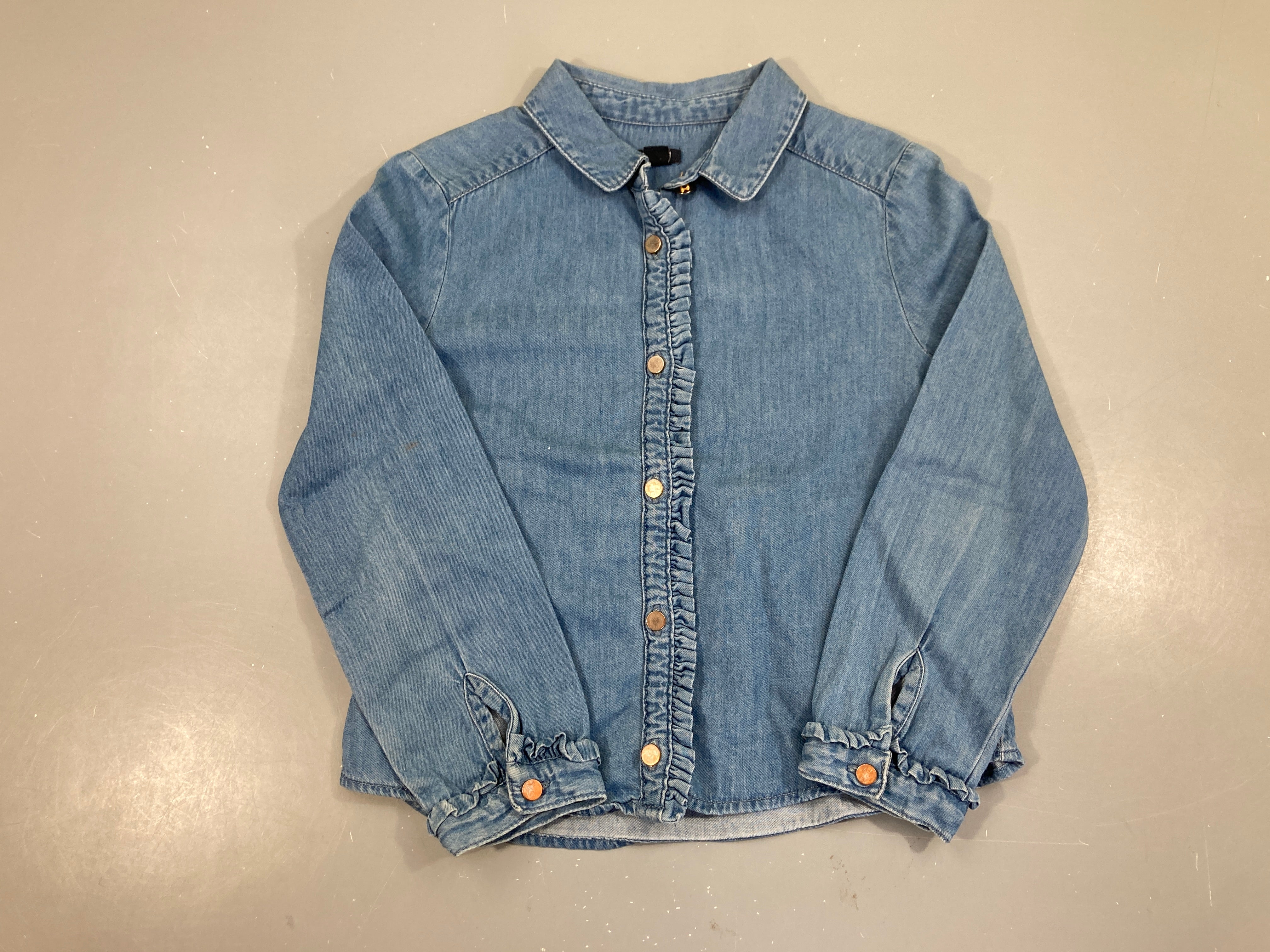 Chemisier denim froufrous