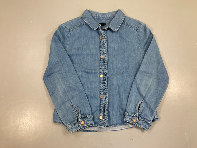 Chemisier denim froufrous, moins cher chez Petit Kiwi