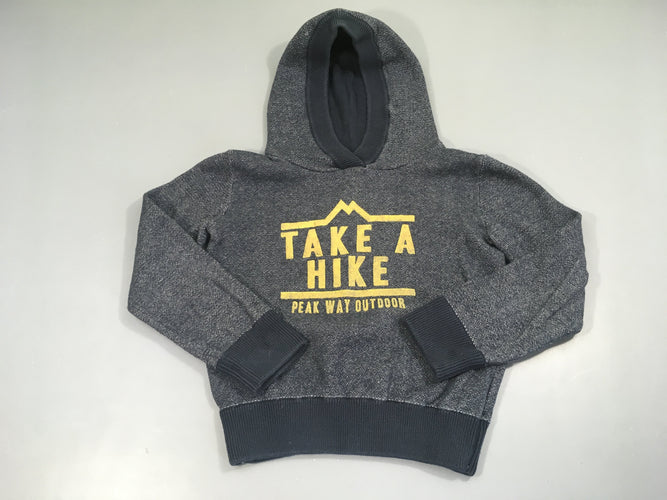 Sweat bleu foncé chiné à capuche hike, moins cher chez Petit Kiwi