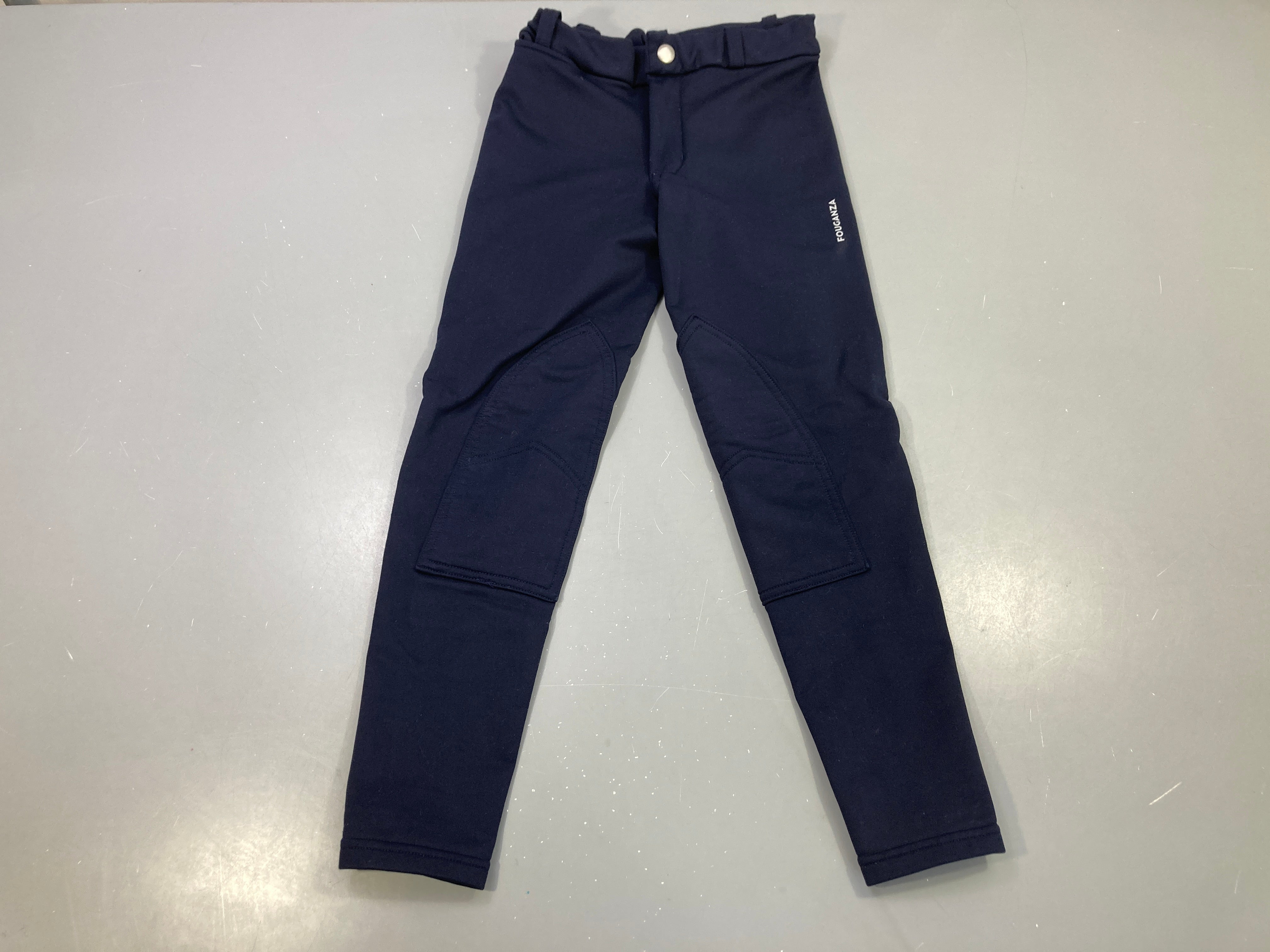 Pantalon d'équitation bleu marine, basanes genoux, Fouganza