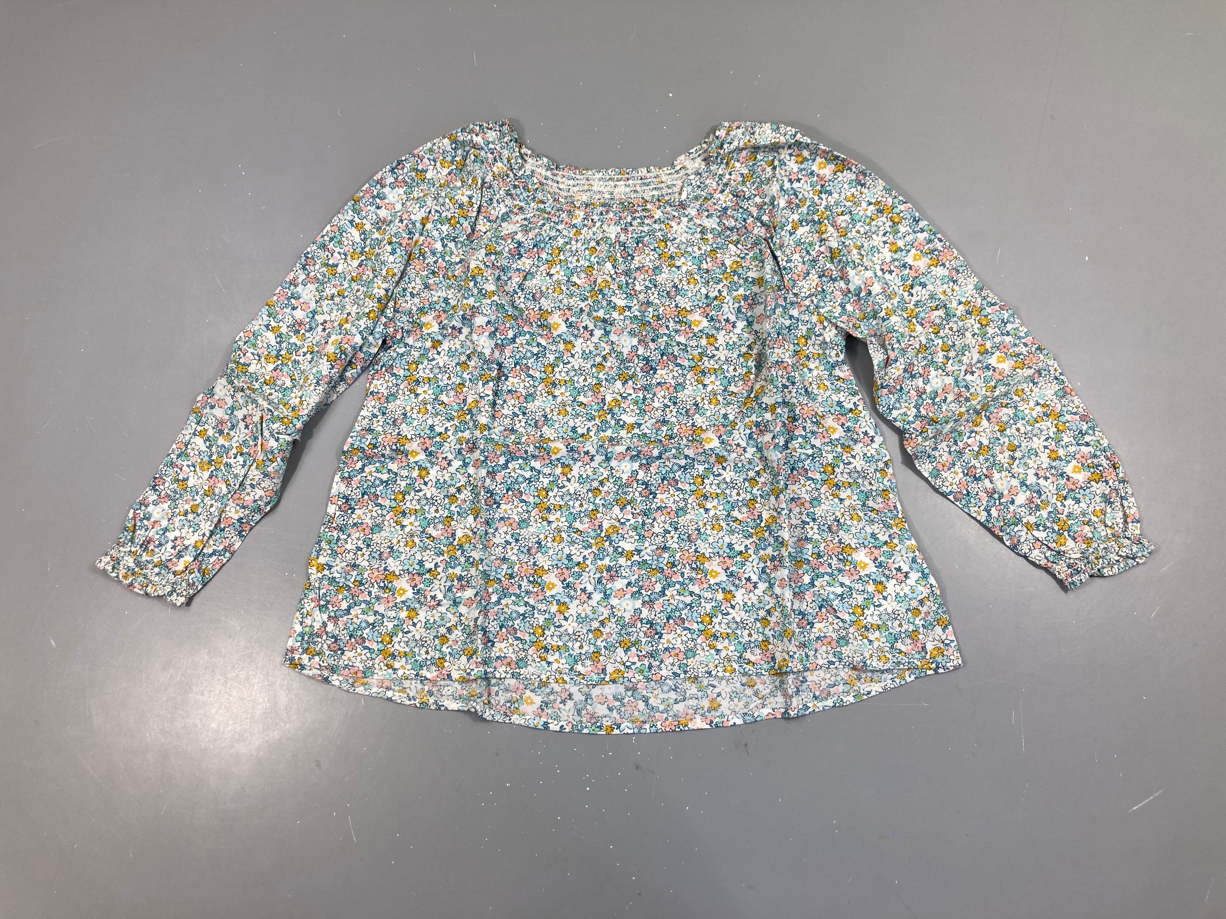 Blouse ml blanche fleurs