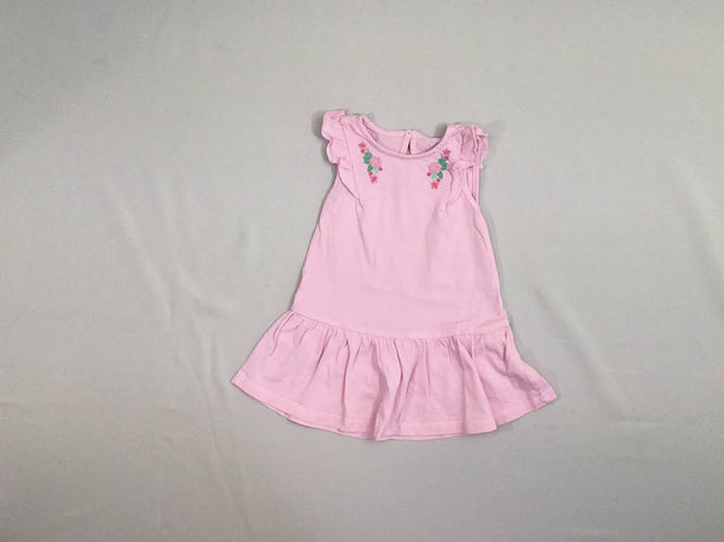 Robe s.m jersey rose fleurs, moins cher chez Petit Kiwi