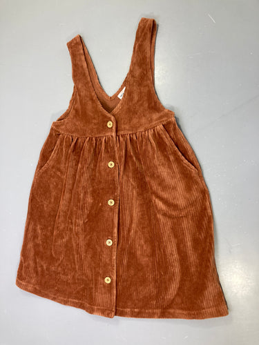 Robe s.m caramel velours côtelé boutonnée, poches, moins cher chez Petit Kiwi