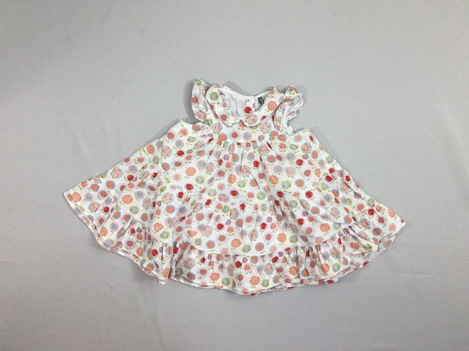 Robe m.c blanche texturé fleurs, moins cher chez Petit Kiwi