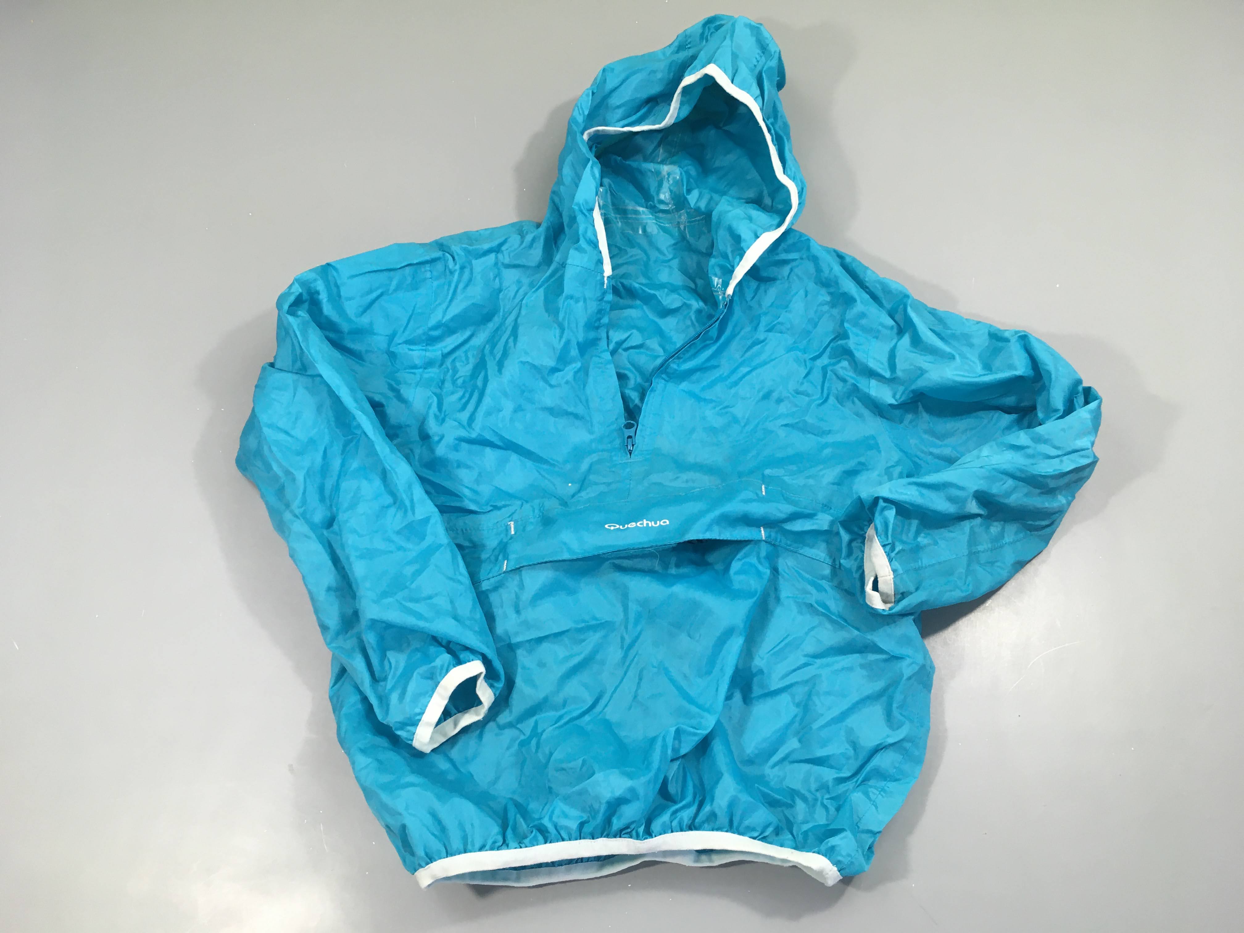 Veste style k-way turquoise à enfiler à capuche