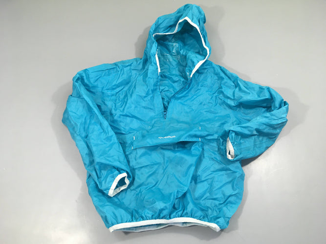 Veste style k-way turquoise à enfiler à capuche, moins cher chez Petit Kiwi