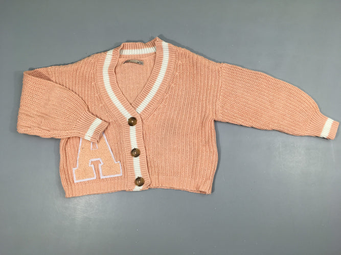 Gilet rose pâle-blanc A, moins cher chez Petit Kiwi