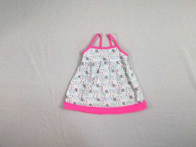 Robe maillot blanc/rose fleurs, moins cher chez Petit Kiwi