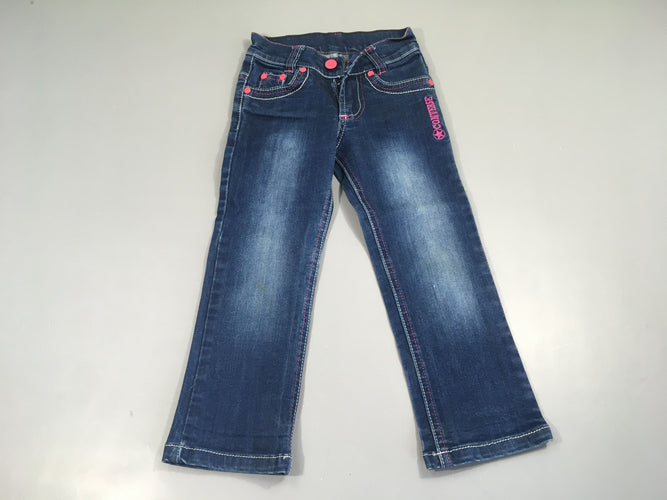 Jeans foncé surpiqures roses converse, moins cher chez Petit Kiwi