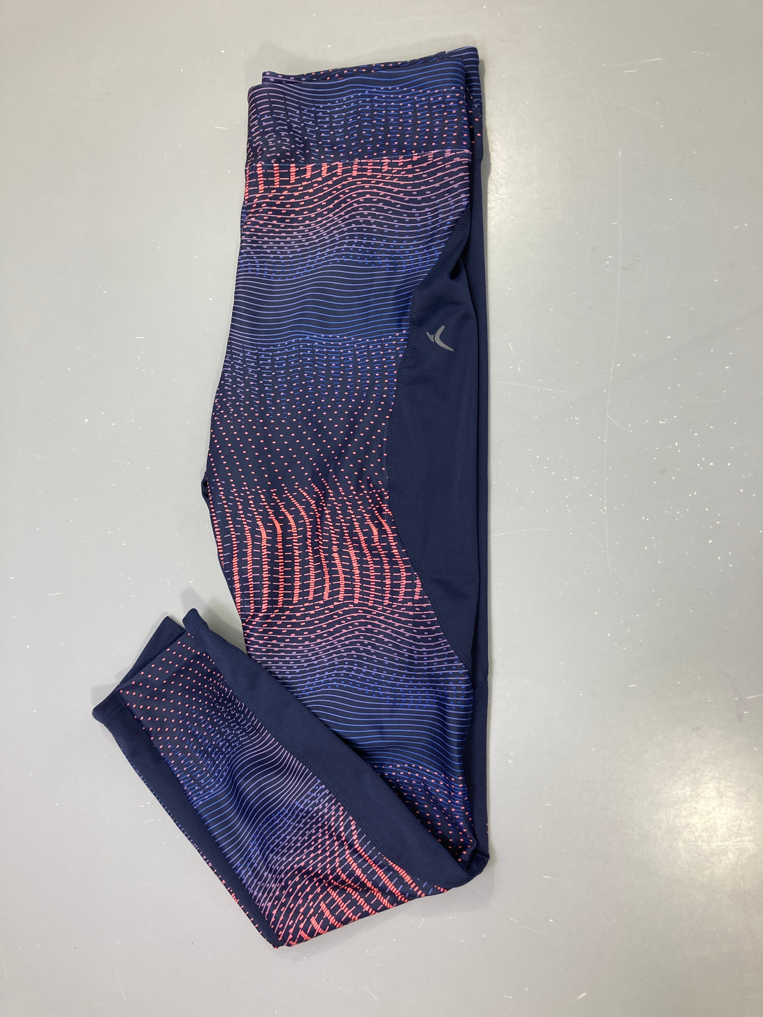 Legging bleu marine motif corail et violet, sport, Domyos