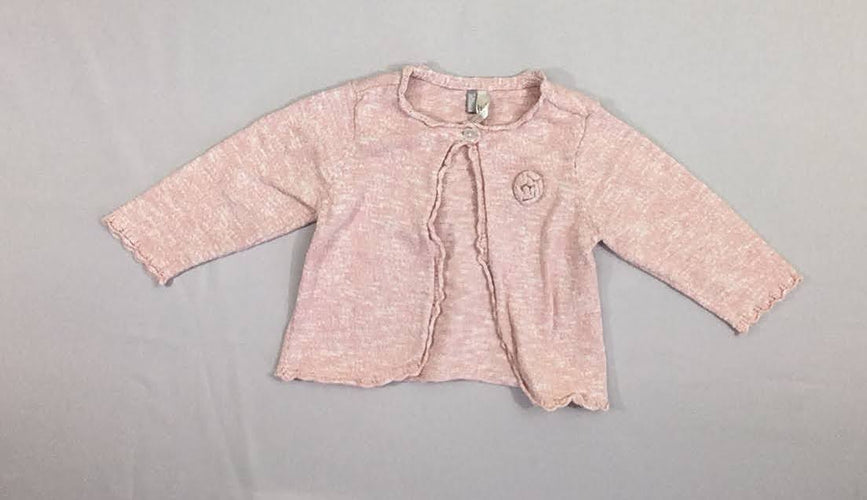 Gilet rose chiné, moins cher chez Petit Kiwi