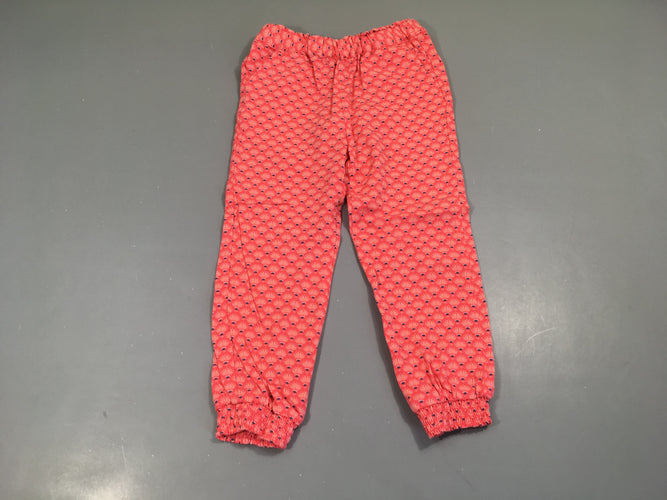 Pantalon fluide rose motifs taille et chevilles élastiques, moins cher chez Petit Kiwi