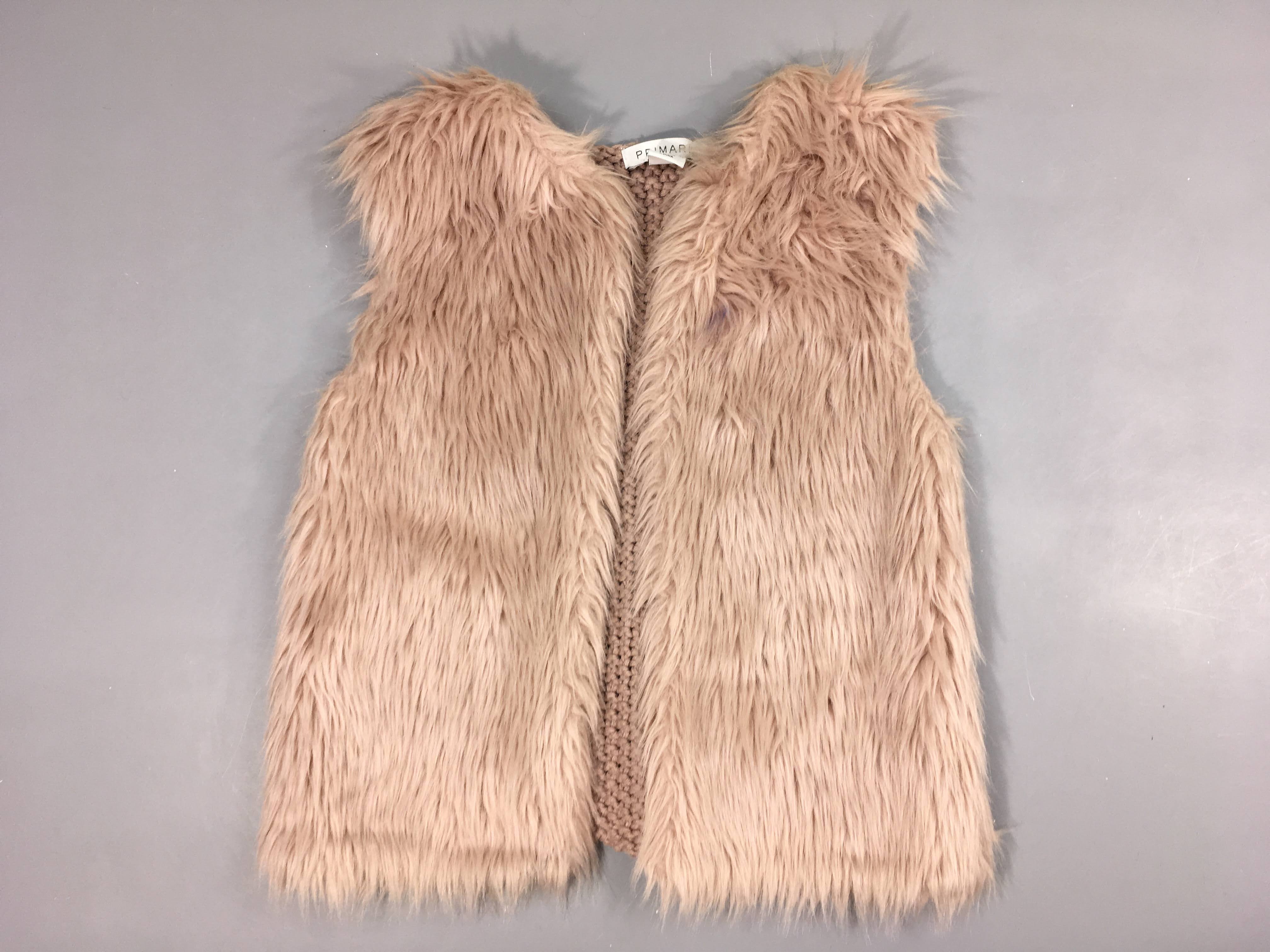 Gilet berger tricot/peluche vieux rose pâle-Tache bleutée avant à relaver