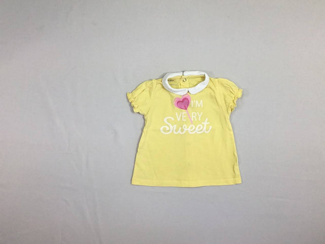T-shirt m.c jaune col sucette, moins cher chez Petit Kiwi