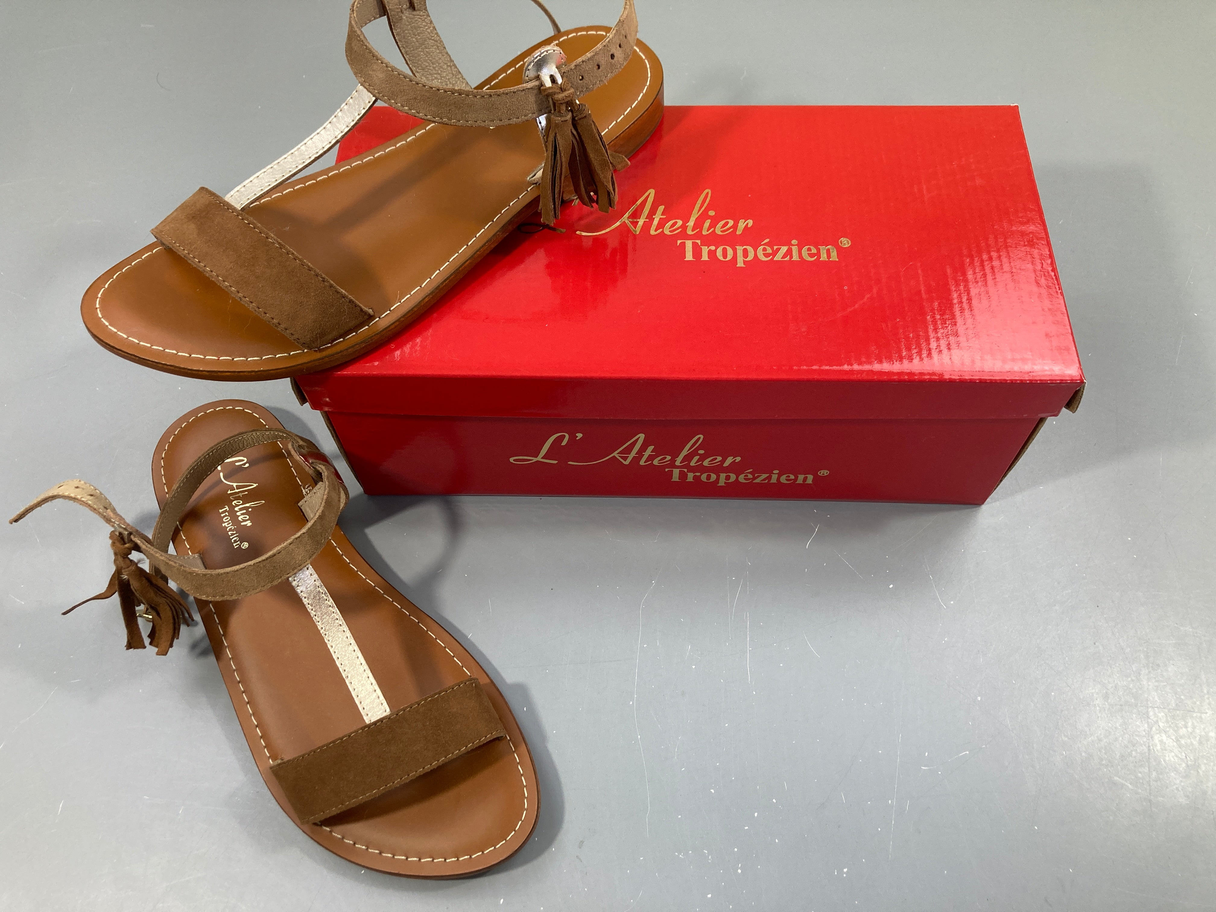 NEUF sandales Amelie cuir cognac, 39, l'Atelier Tropézien, 70€ neuf