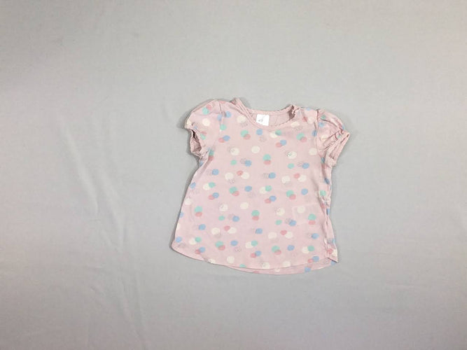 T-shirt m.c rose pois, moins cher chez Petit Kiwi