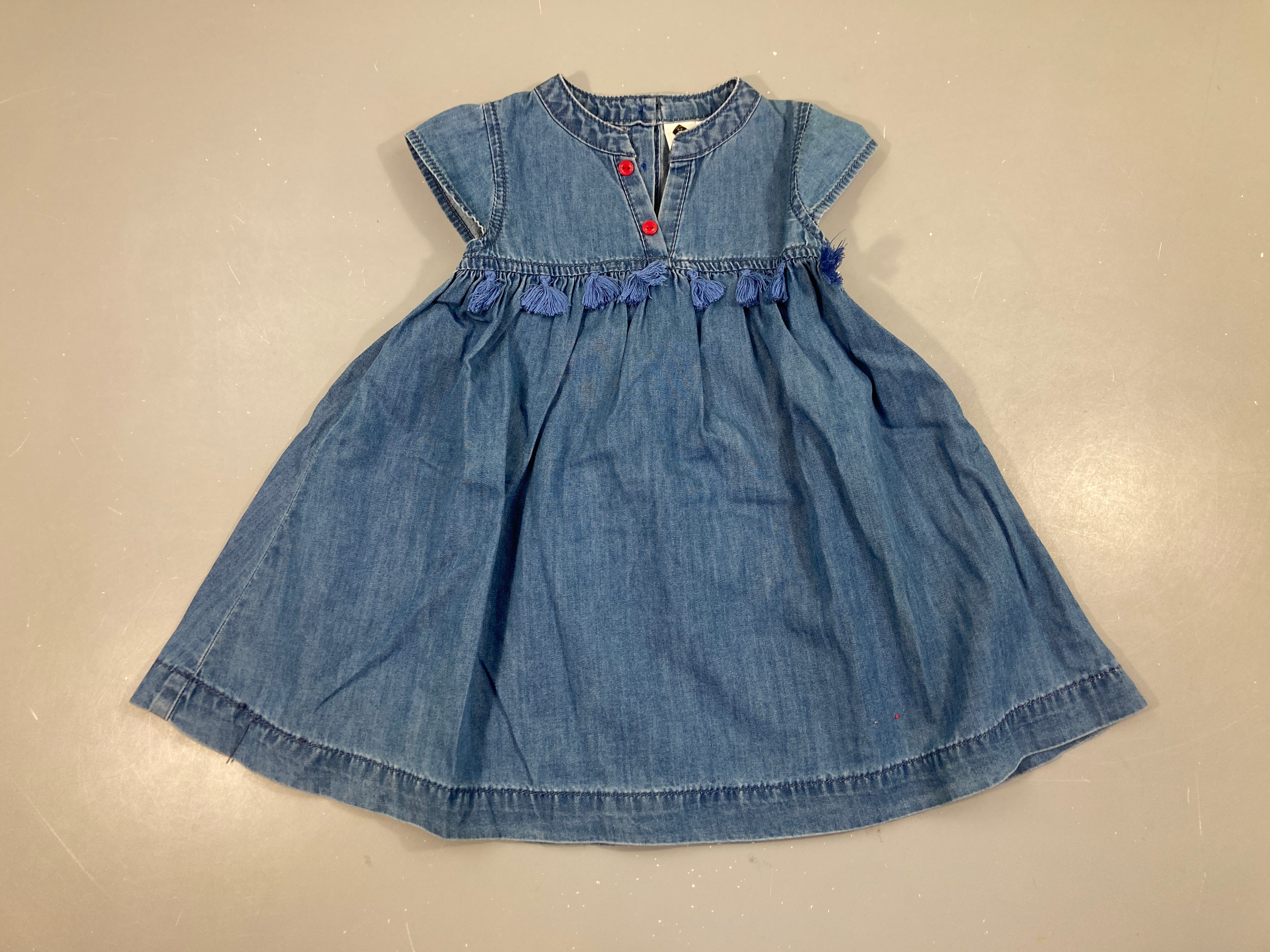 Robe m.c denim pompons