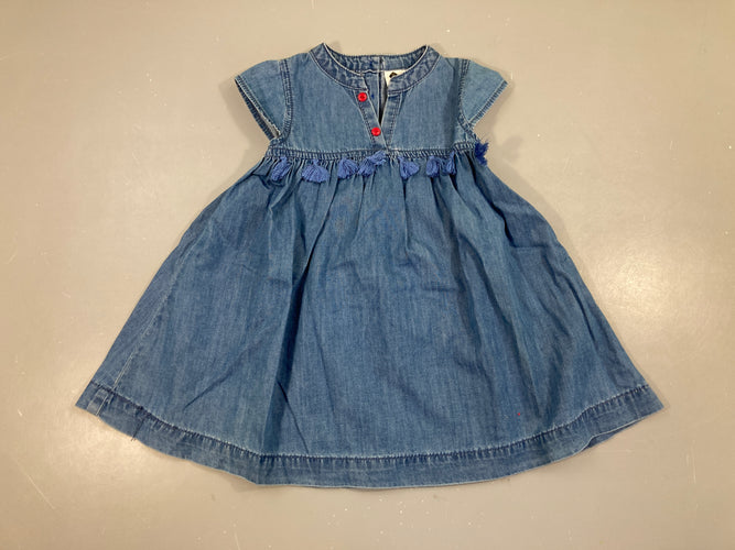 Robe m.c denim pompons, moins cher chez Petit Kiwi