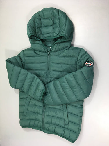 Doudoune light zippée vert foncé à capuche, moins cher chez Petit Kiwi