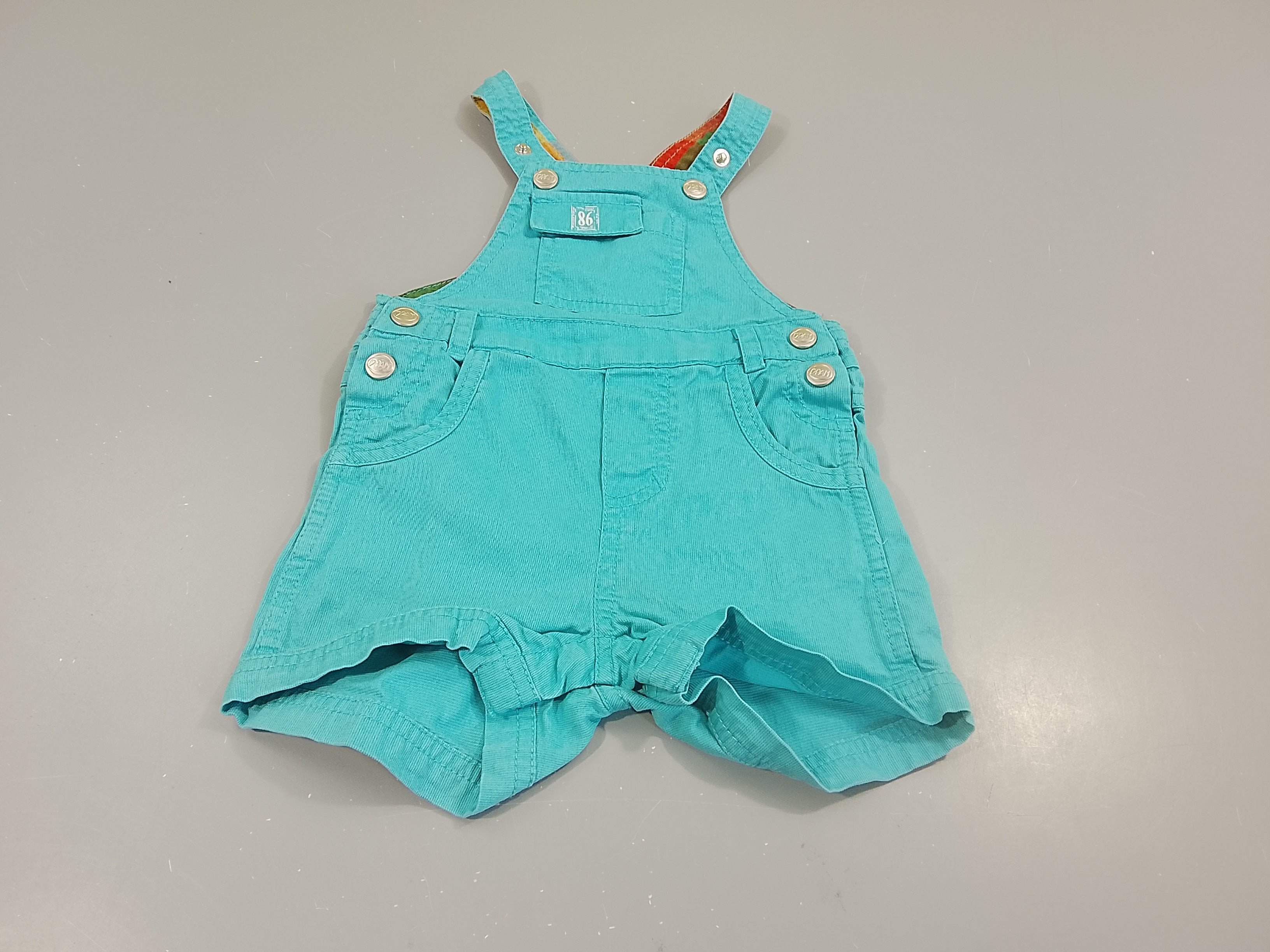 Salopette short bleu turquoise texturé