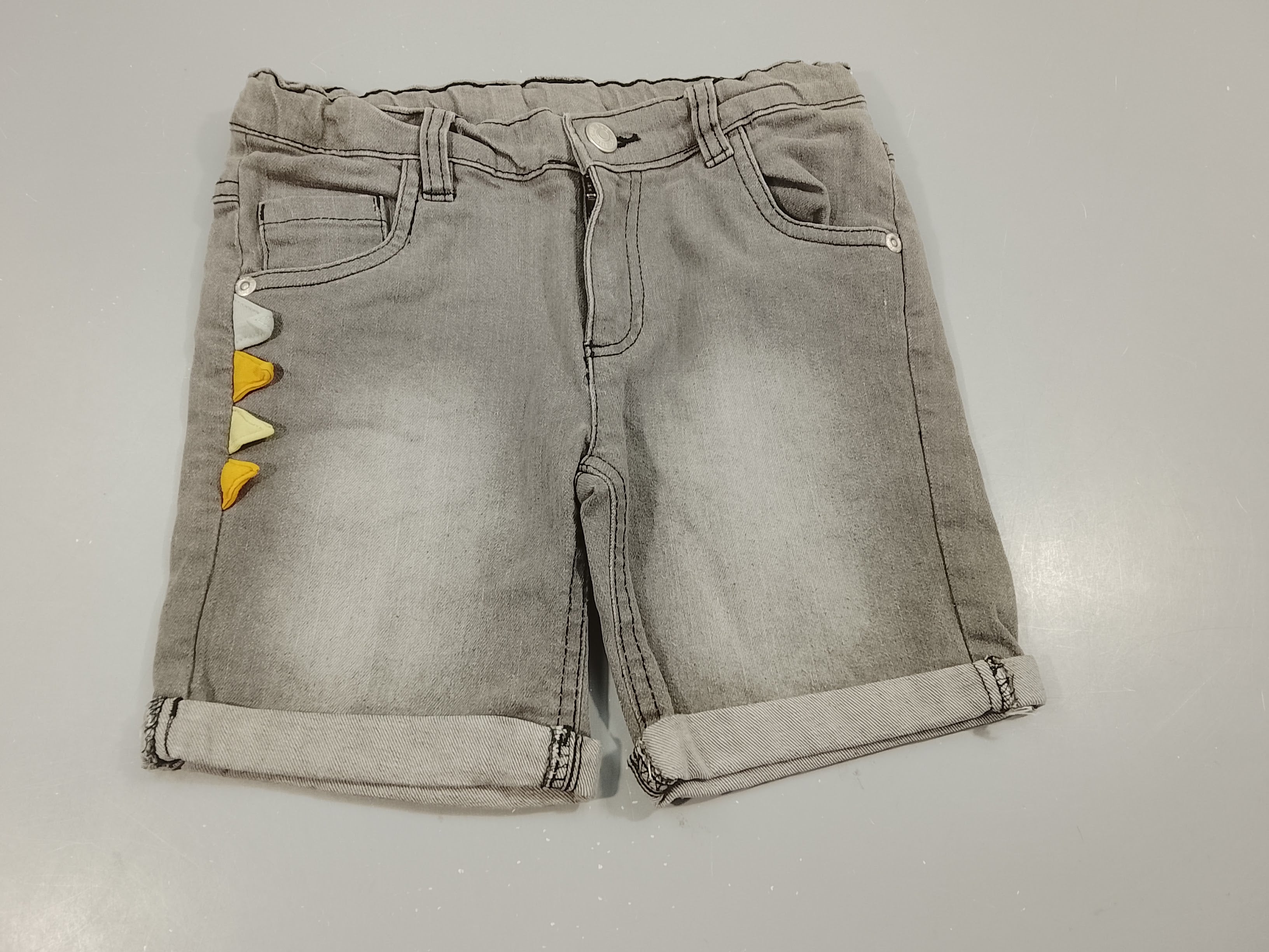 Bermuda denim à revers gris effet délavé