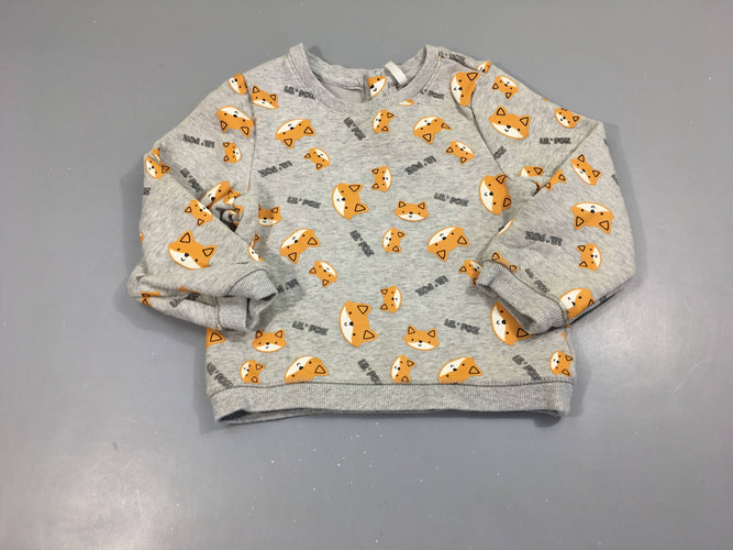 Sweat gris chiné renard, moins cher chez Petit Kiwi