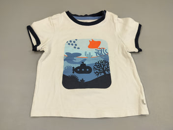T-shirt m.c blanc , océan, sous-marin,...