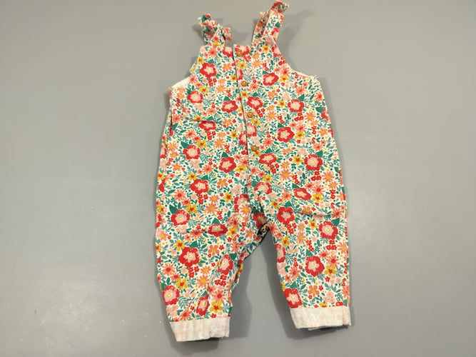 Salopette à revers blanche à fleurs multicolores 100% coton, moins cher chez Petit Kiwi
