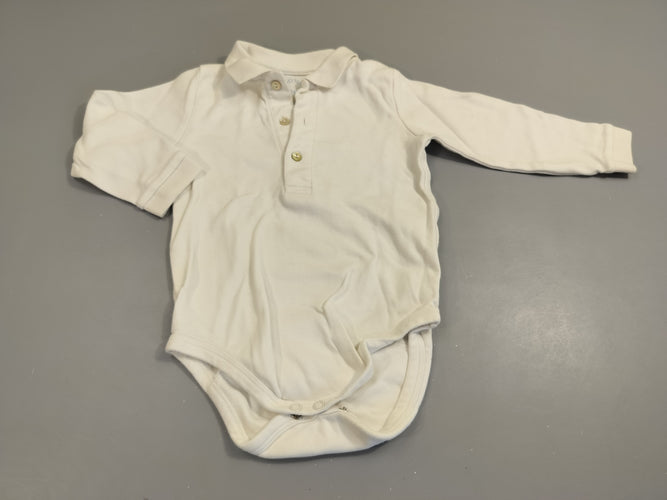Body m.l blanc avec col 100% coton bio, moins cher chez Petit Kiwi